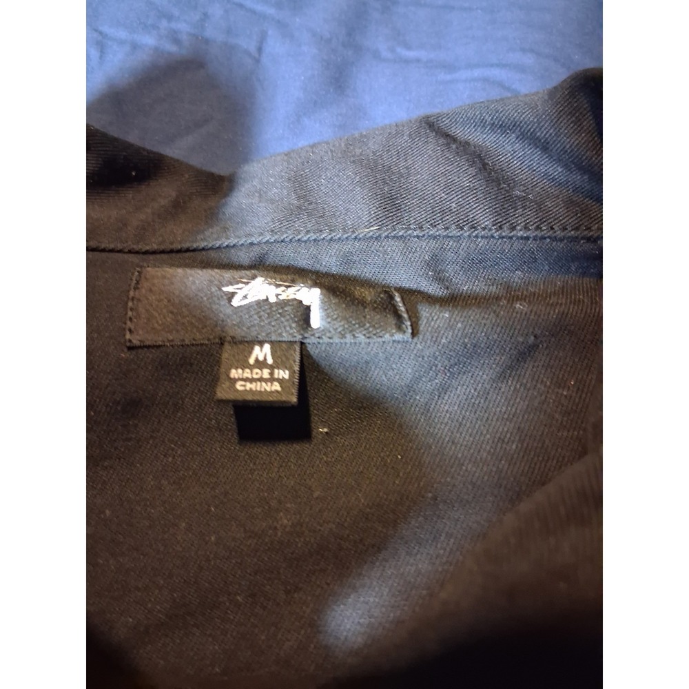 Stussy Jacket‎ mens MEDIUM blue workwear script logo collared bomber Size M - Picture 5 of 7